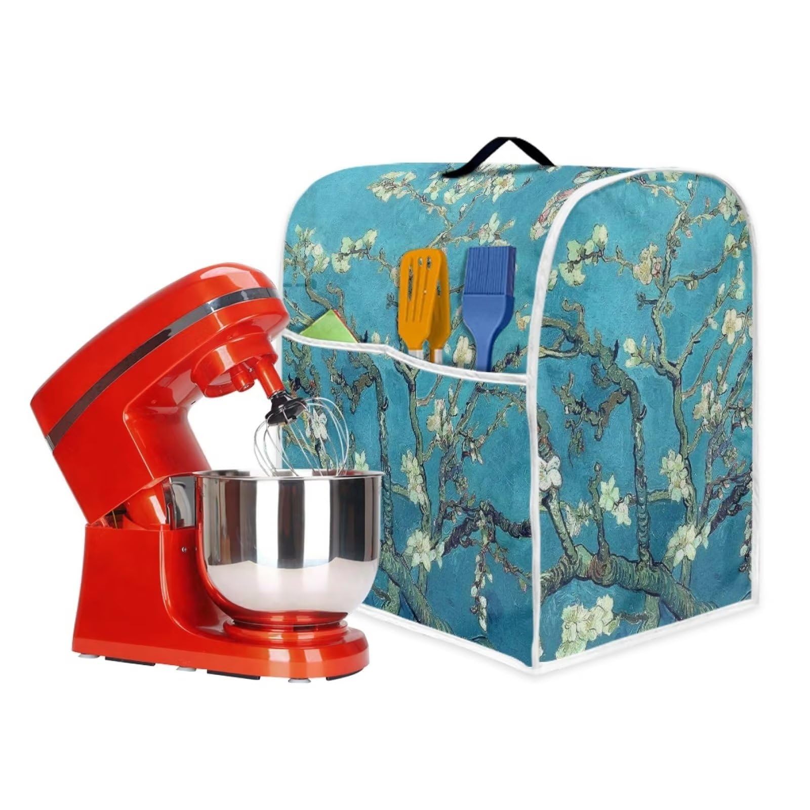 DISNIMO Almond Blossoms Tree Oil Painting 4 Slice Toaster Cover and Stand Mixer Cover Compatible with 4.5-5 Quart Kitchen Aid Mixer Home Kitchen Appliance Cover Stain Resistant Mixer Cover
