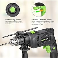 Vista 4 de GALAX PRO 4.5Amp 0-3000RPM Corded Hammer Drill, 5pcs Bit, Hammer and Drill 2 Functions in 1 with 12 Variable Speed, 1/2 Inch Keyed Metal Chuck