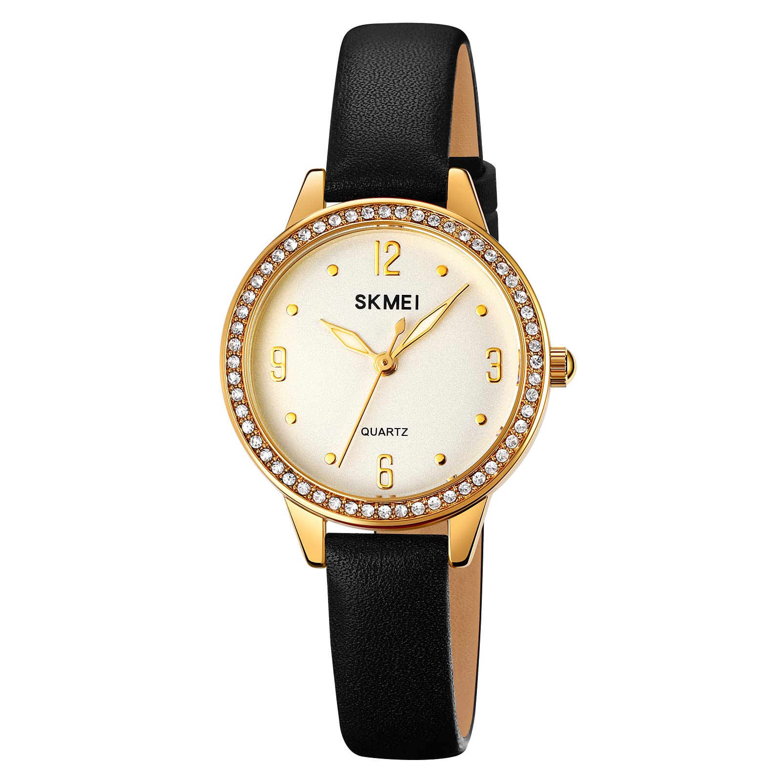 SKMEI Women Ladies Watch Leather Elegant Wrist Watch Ladies Watch Analog Quartz Waterproof Watch – 2027, Black Dial, Black Band (B0C38V4HMH) Amazon Price History, Amazon Price Tracker
