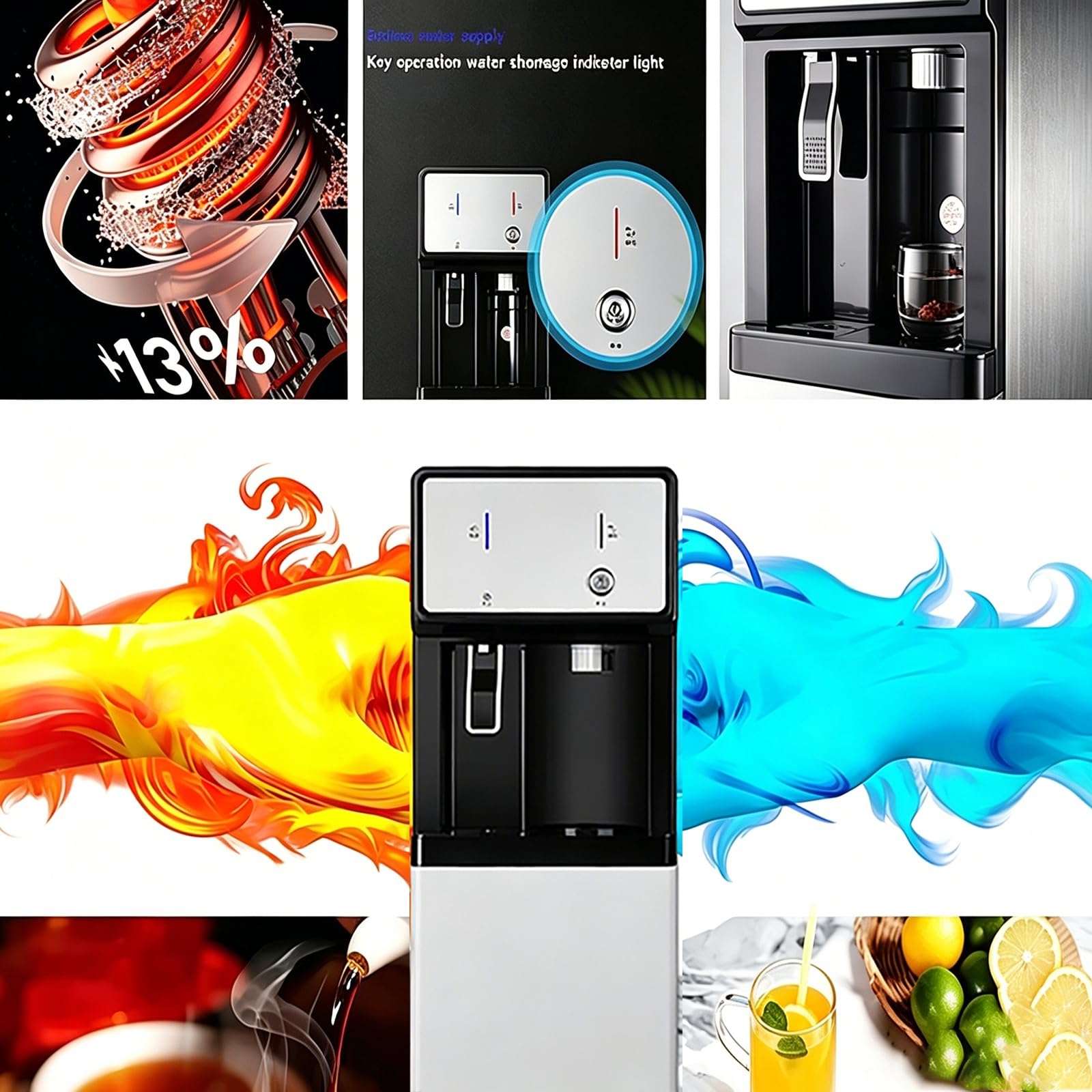 Distributore Di Acqua Multifunzione, Refrigeratore D'acqua Da Pavimento Con Collegamento Idrico, 3 Livelli Temperatura For Famiglie E Piccoli Esercizi Commerciali