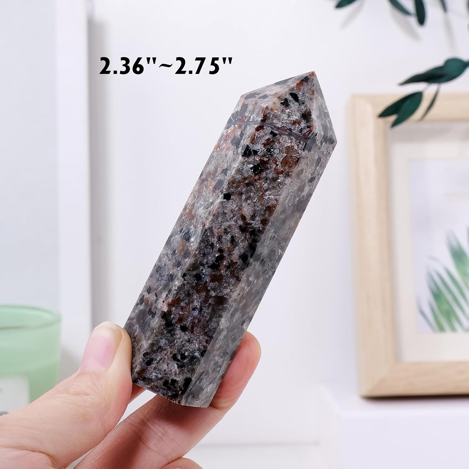 Runyangshi 1PCS Natural Crystal Flame Yooperlite Stone Tower 2.36"-2.75" (6-7cm) 6 Faceted Single Point Prism Healing Crystal Wand for Meditation Reiki Chakra Therapy image 3