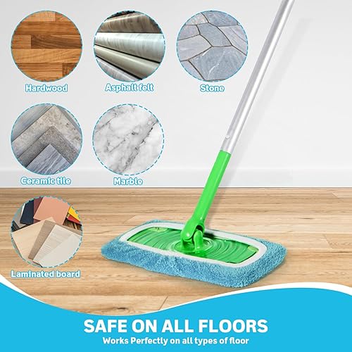 Miniatura 4 de Almohadillas de microfibra reutilizables compatibles con trapeador Swiffer, almohadillas lavables para uso húmedo y seco, almohadilla de fregona