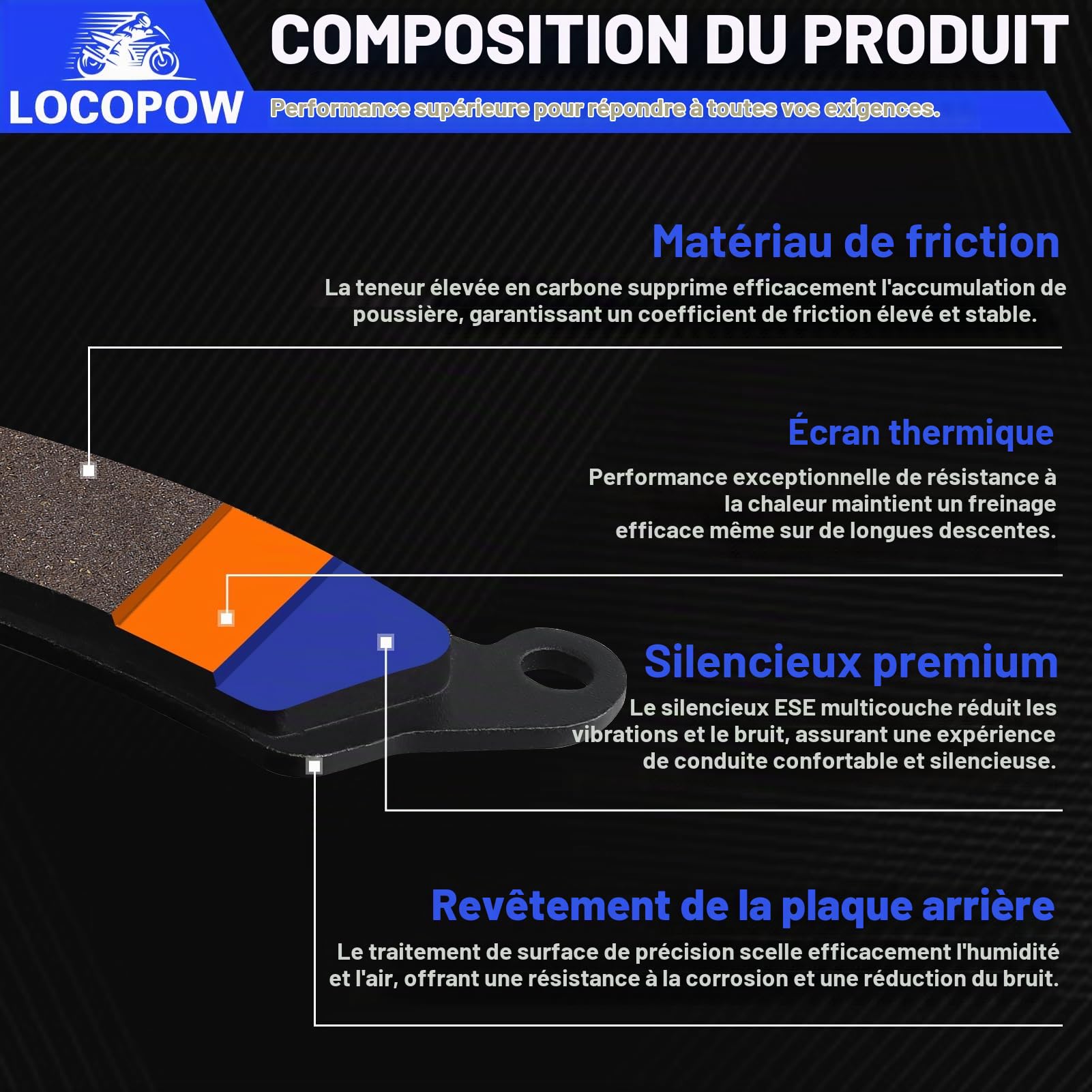 LOCOPOW Plaquettes de frein avant et arrière pour Can-Am Outlander 1000 450 570 650 850 6x6 Max 500 800R Renegade 500 1000 650 800R 850