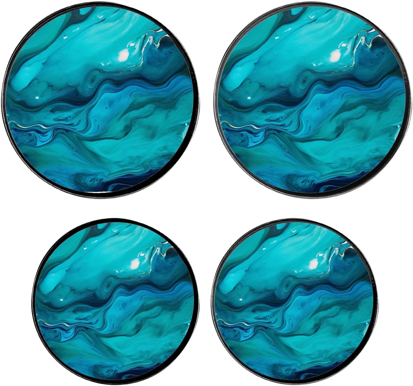 Marble Turquoise Ocean Teal Print Set of 4 Stove Burner Covers - Premium Round Electric Stove Range Protectors,8 IN & 10 IN