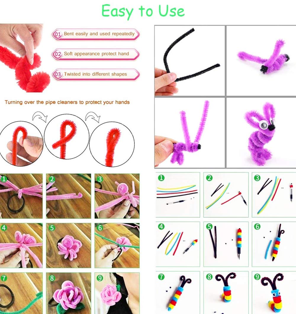 Asian Hobby Crafts Kids Pom Pom Crafts Kit with 250+ Craft Materials/Pipe Cleaners, Googly Eyes, Pompom Balls, Ice Cream Sticks, Color Feathers, Creative Supplies for DIY Art & Crafts Projects 2