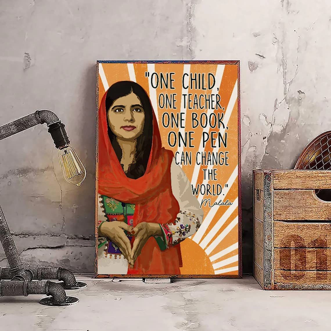 AscigoMetal Decor for Wall Malala Yousafzai Quote Even One Voice Can Be Powerful Poster Sheroes Feminist Wall Art Motivation Poster Tin Signs Funny Signs Home Decorations Wall Decor Metal Poster 8x12 inch