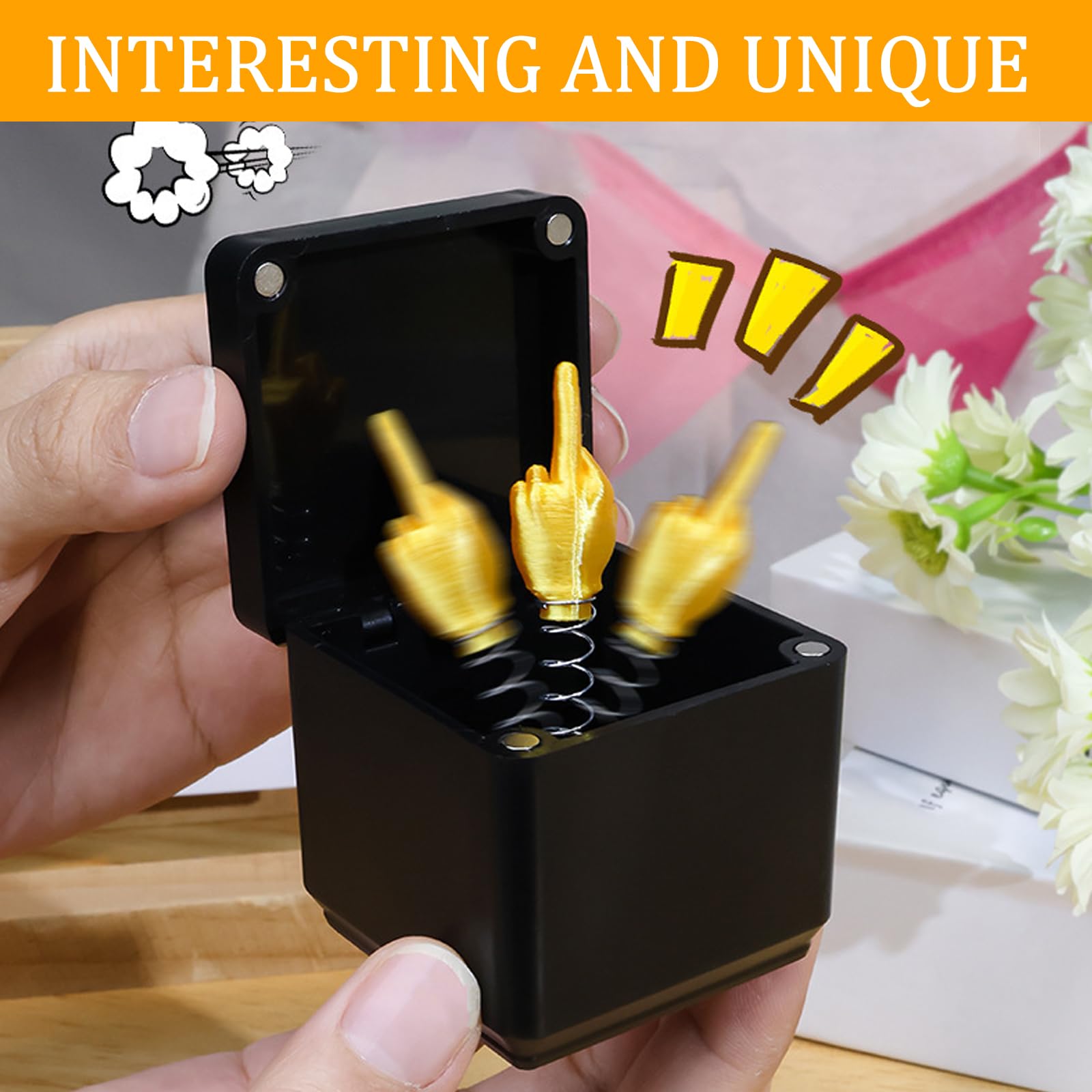 HTTDSLF Caja de Bromas con Dedo Corazón, Caja de Regalo Molesta Impresa en 3D con un Juguete de Broma con Interruptor de Dedo, Juguetes de Tornillo para Navidad, Regalos Creativos de Rompecabezas