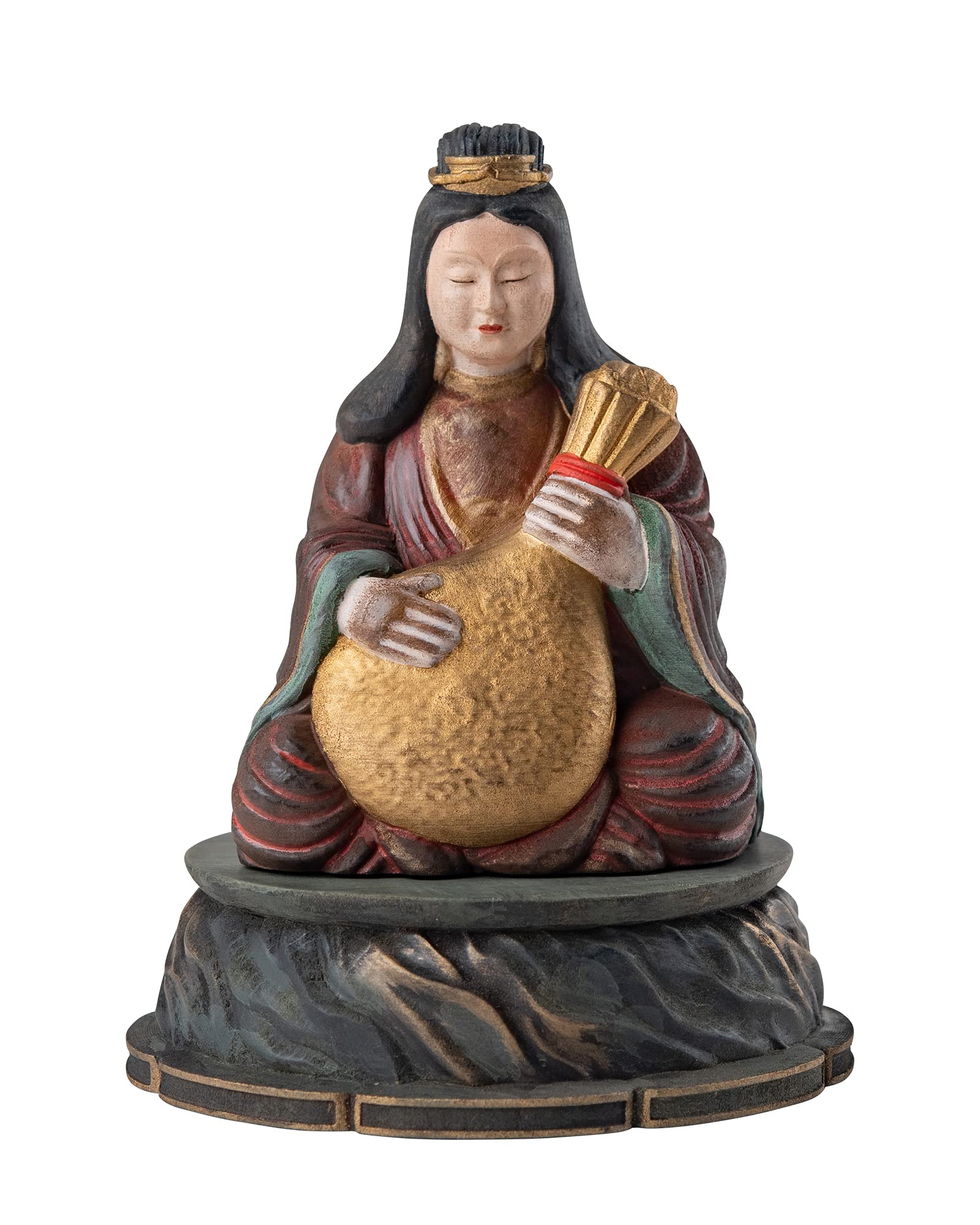 Amazon｜《五徳山水澤寺 開眼供養済み》龍王弁財天(木製：桧 古美彩色 