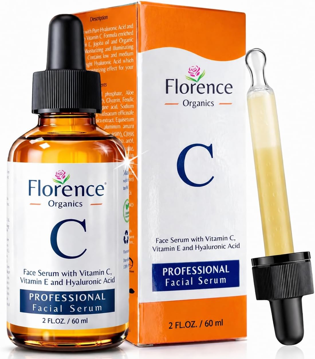 Vitamin C Serum For Face – Anti Aging Face Serum with Vitamin C, Hyaluronic Acid, Vitamin E. Brightening Formula. Improve Appearance of Dark Spots, Tone, Fine Lines & Wrinkles, Glowing Skin 2 Fl Oz