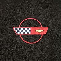 Vista 7 de Custom Fit 3 Piece Carpet Floor Mats Compatible with 1984-1996 Corvette Coupe with Silver C4 Flag Logo - Black