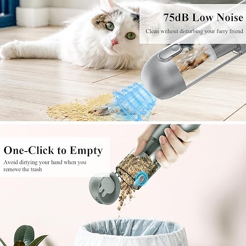 Miniatura 6 de Aspiradora de mano inalámbrica  17000 Pa Aspiradora de coche de alta potencia con luz LEDSOS, 120 W Mini aspiradora recargable portátil para coche,