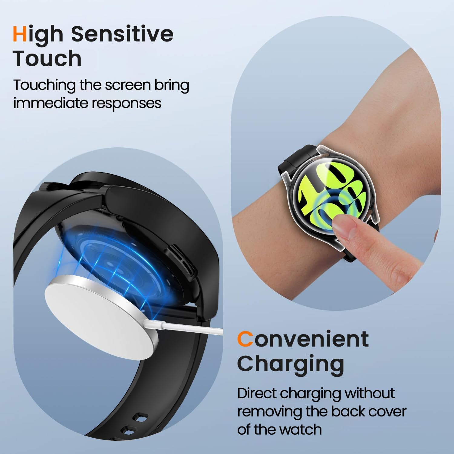 ivoler 3 sztuki etui z osłoną ekranu do Samsung Galaxy Watch 6 44 mm, pełne etui ochronne z miękkiego TPU cienkie, odporne na wstrząsy etui odporne na zarysowania (2 przezroczyste 1 czarne)