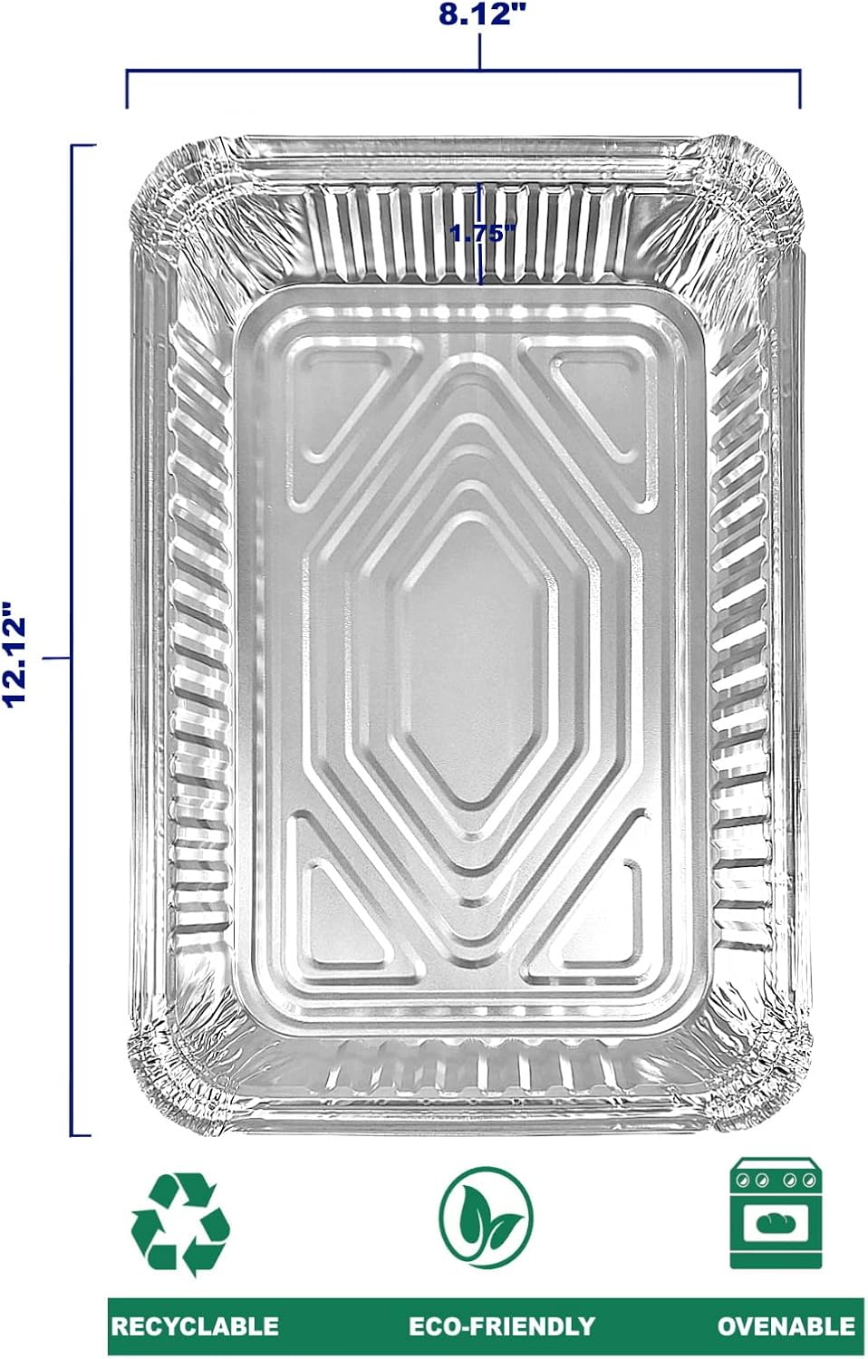 PACTOGO Disposable 4 lb. Aluminum Foil Oblong Take-Out Heavy Duty Tin Baking Pans with Board Lids 12'' X 8'' X 2'' Inch - For Meal Prep, Brownies, Bread, Baking, or Lunchbox (Pack of 100 Sets)