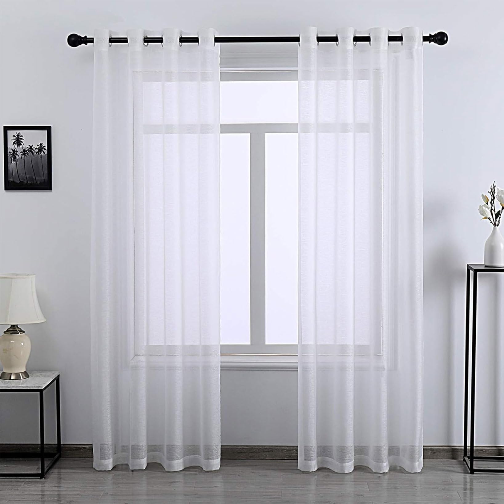Rideaux voilages de fenêtre blancs 100 x 250 cm occultants légers anti-UV