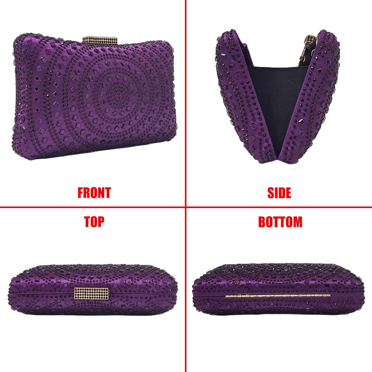 Crystal Box Clutch Rhinestone Handbags For Women Party Purse Wedding Evening Bag - Image 2