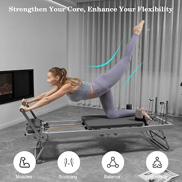 Pilates Reformer Machine Set for Home Workout - Foldable Reformer Equipment for Strength Training Exercise - D, Reformer Pilates Machine