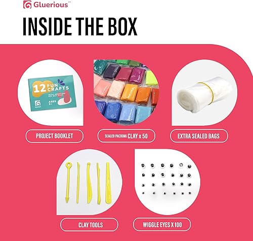 Miniatura 3 de Arcilla seca al aire para niños y adultos - Kit de arcilla mágica para modelar 50 colores vibrantes, 100 ojos saltones y material suave y seguro,