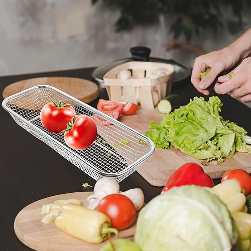 Miniatura 4 de Cabilock Fregadero de acero inoxidable para fregadero de acero inoxidable, colador de malla, platos de secado, cesta de frutas de acero inoxidable,