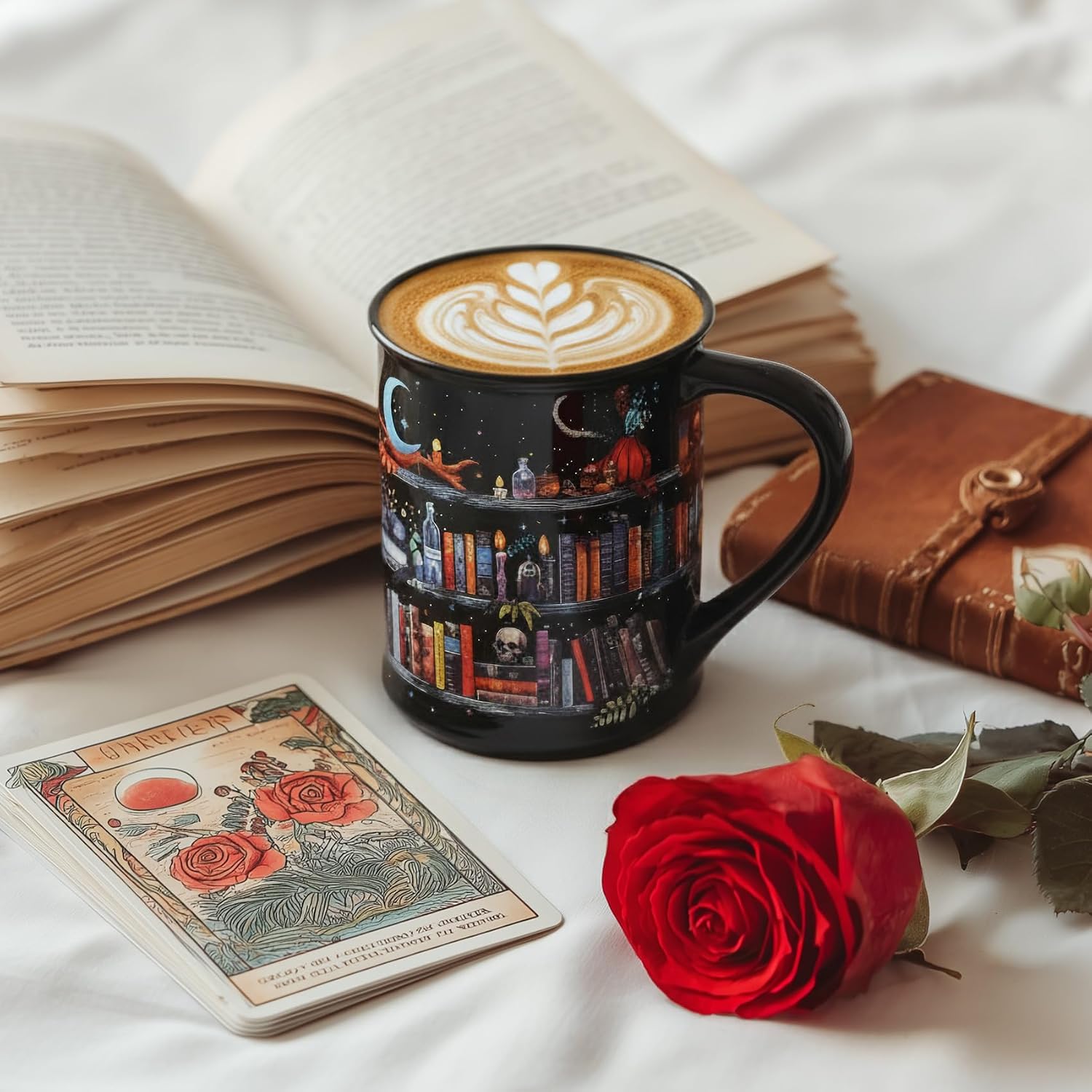 Potiera 16 oz Ceramic Large Book Mug, Unique Gifts for Book Lovers Women