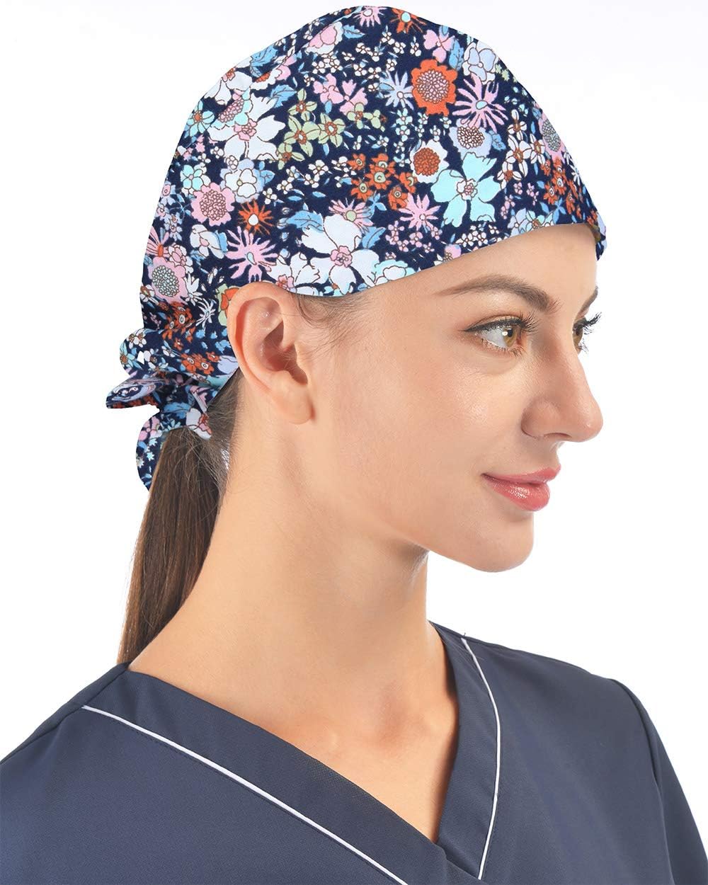 Kousenpu Adjustable Working Cap,Elastic Tie-Back Scrub Cap, Unisex, One Size Multiple Color - Image 2