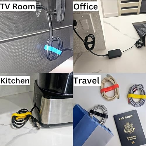 Miniatura 5 de Snap Wrap - Organizador de cables magnético de silicona profesional, paquete de 6 unidades, bandas de gestión de cables de fácil operación con una