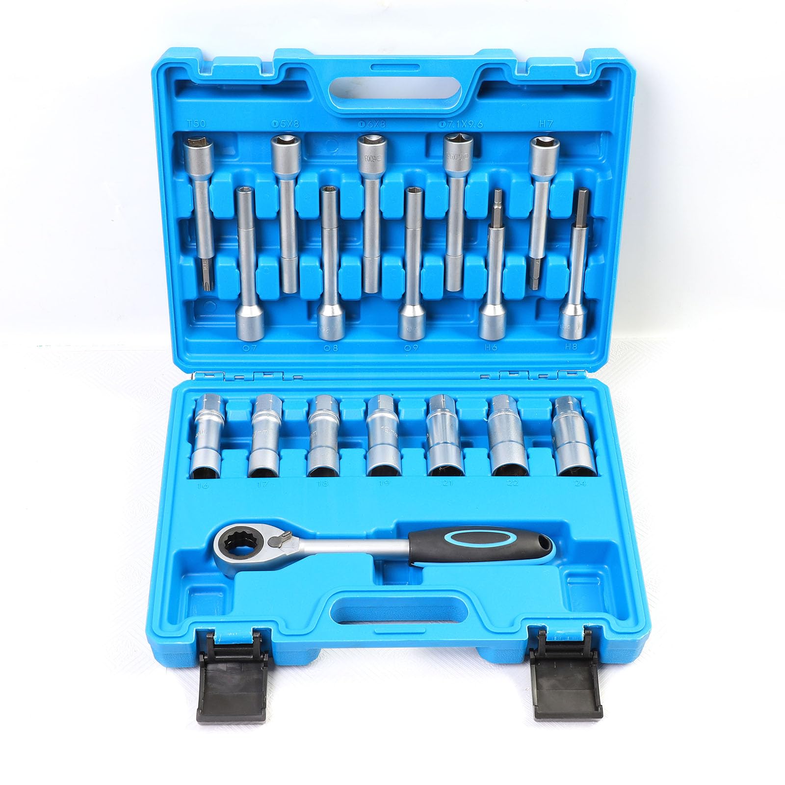 Bisenya 18 Pezzi Set di Chiave a Bussola per smontare ammortizzatori Kit Dado per Ammortizzatore Speciale 1/2' Drive Compatibile con i Veicoli più Comuni