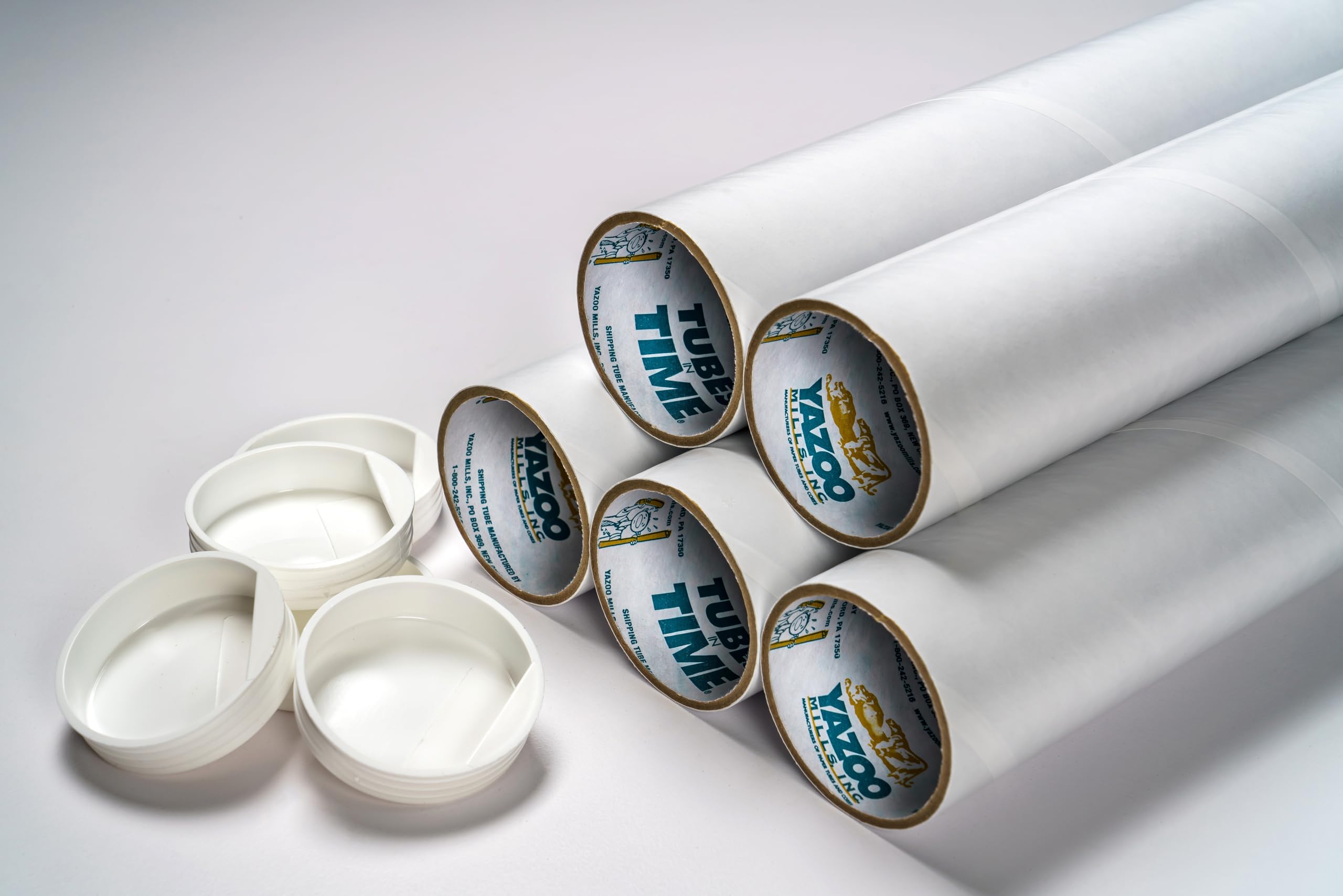 Yazoo Mills 2" x .080 x 15 White Mailing Tubes with Plugs (Pack of 32)