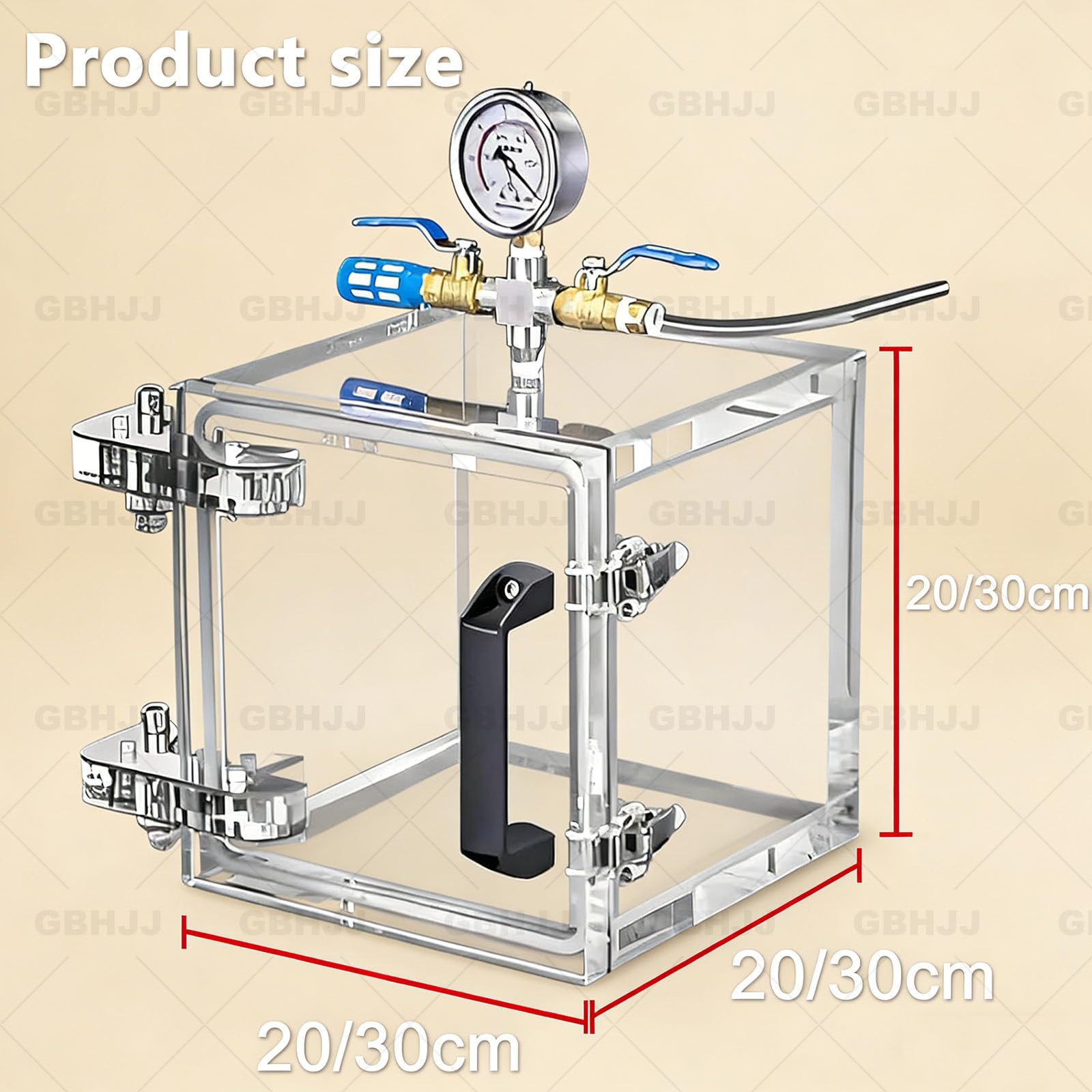 Kit de cámara de desgasificación al vacío con manómetro, desecador al vacío de 20 cm para uso industrial y de laboratorio, sellado fuerte, válvula de 2 vías, caja de desgasificación transparente