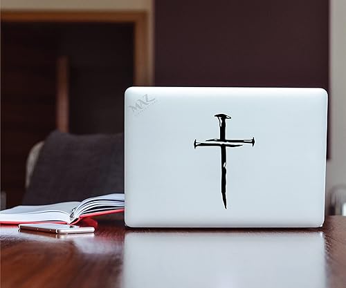 Miniatura 3 de Calcomanía de cruz de clavos  Autos camiones camionetas SUV ventanas paredes tazas portátiles negro 6 pulgadas cruz de clavos negro MAZ-457