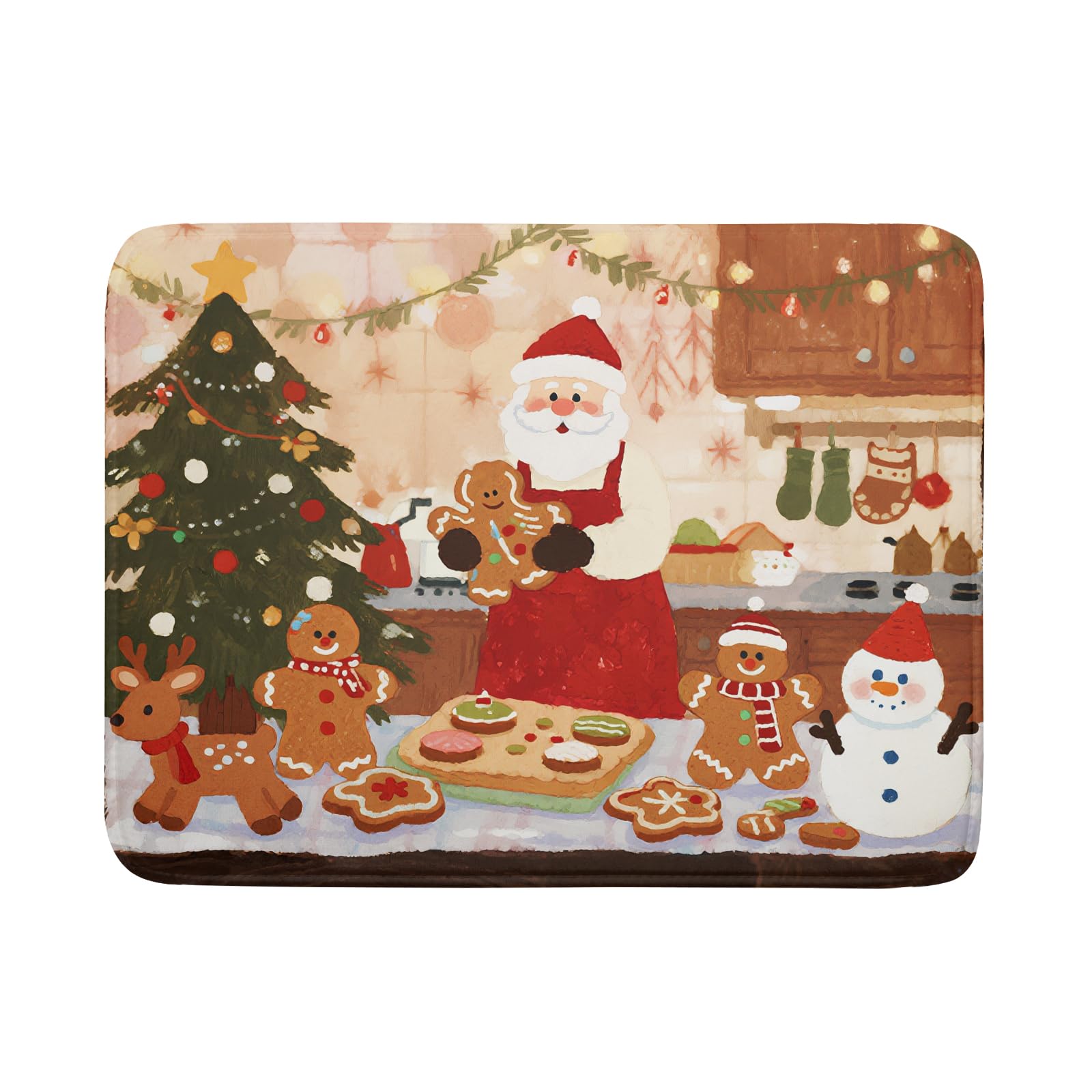 Photo 1 of Christmas Dish Drying Mat for Kitchen Counter 18x24 Santa Claus Gingerbread Winter Xmas Holiday Themed Absorbent Reversible Microfiber Drying Mats Kitchen Countertop Protector Dishes Drainer Rack Pad