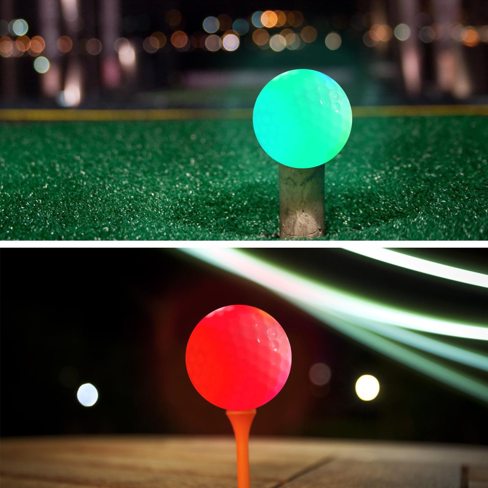 BORDEAG Lot de 6 balles de golf LED, balles de golf colorées pour entraînement nocturne