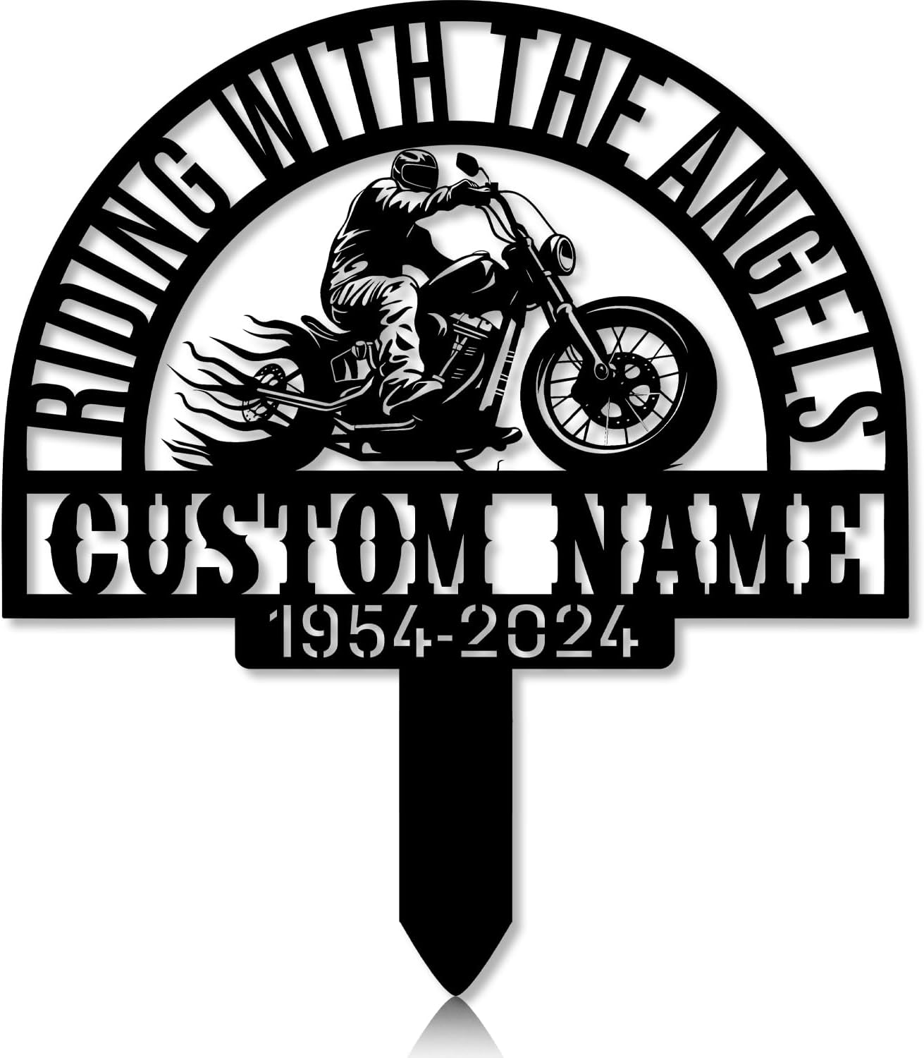 Personalized Motorcycle Memorial Stake – Angel Rider Grave Marker 12–24 inch, Loss Gift for Dad or Son (Angel Sport Biker)