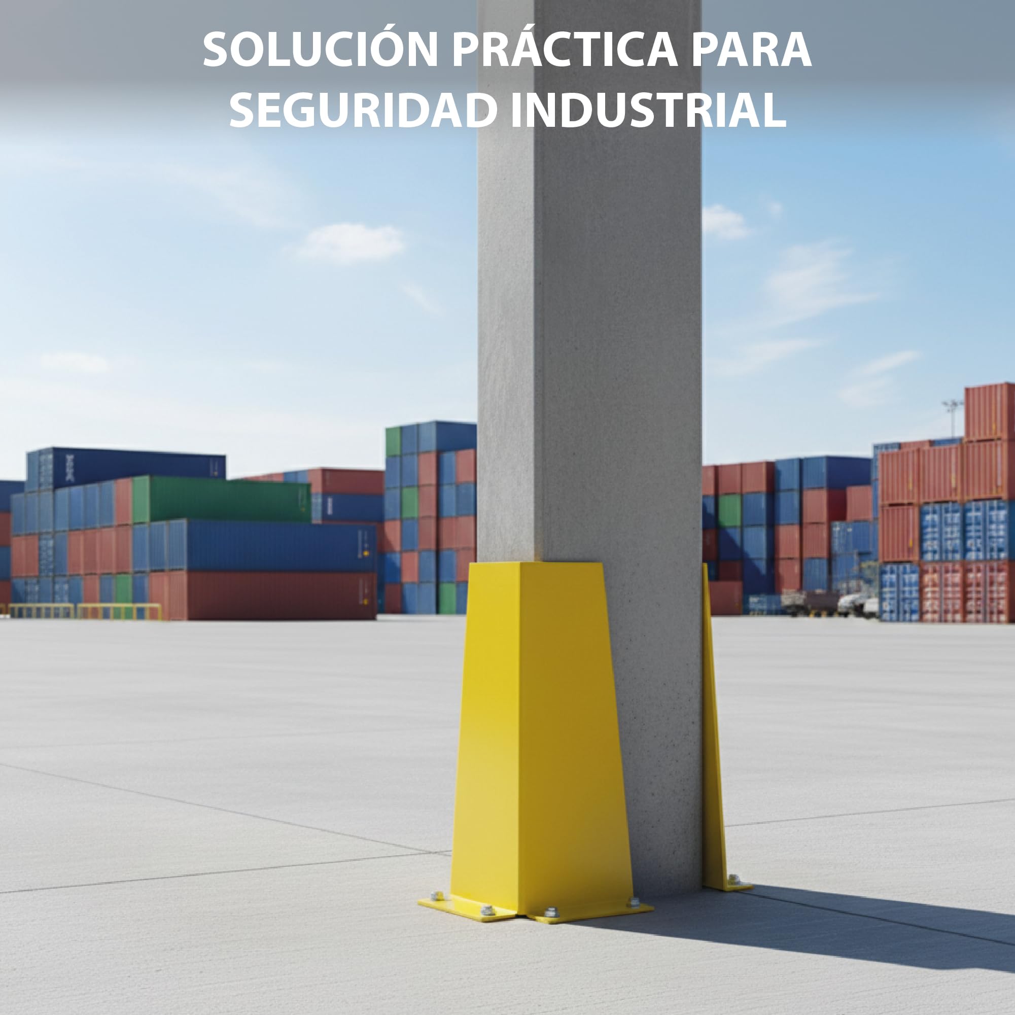 Protector Metálico Esquinero para Almacenes y Parkings | Protege Postes, Estanterías y Columnas | Acero Alta Visibilidad 400 mm | Protección Industrial Antigolpes con Fijación Segura al Suelo