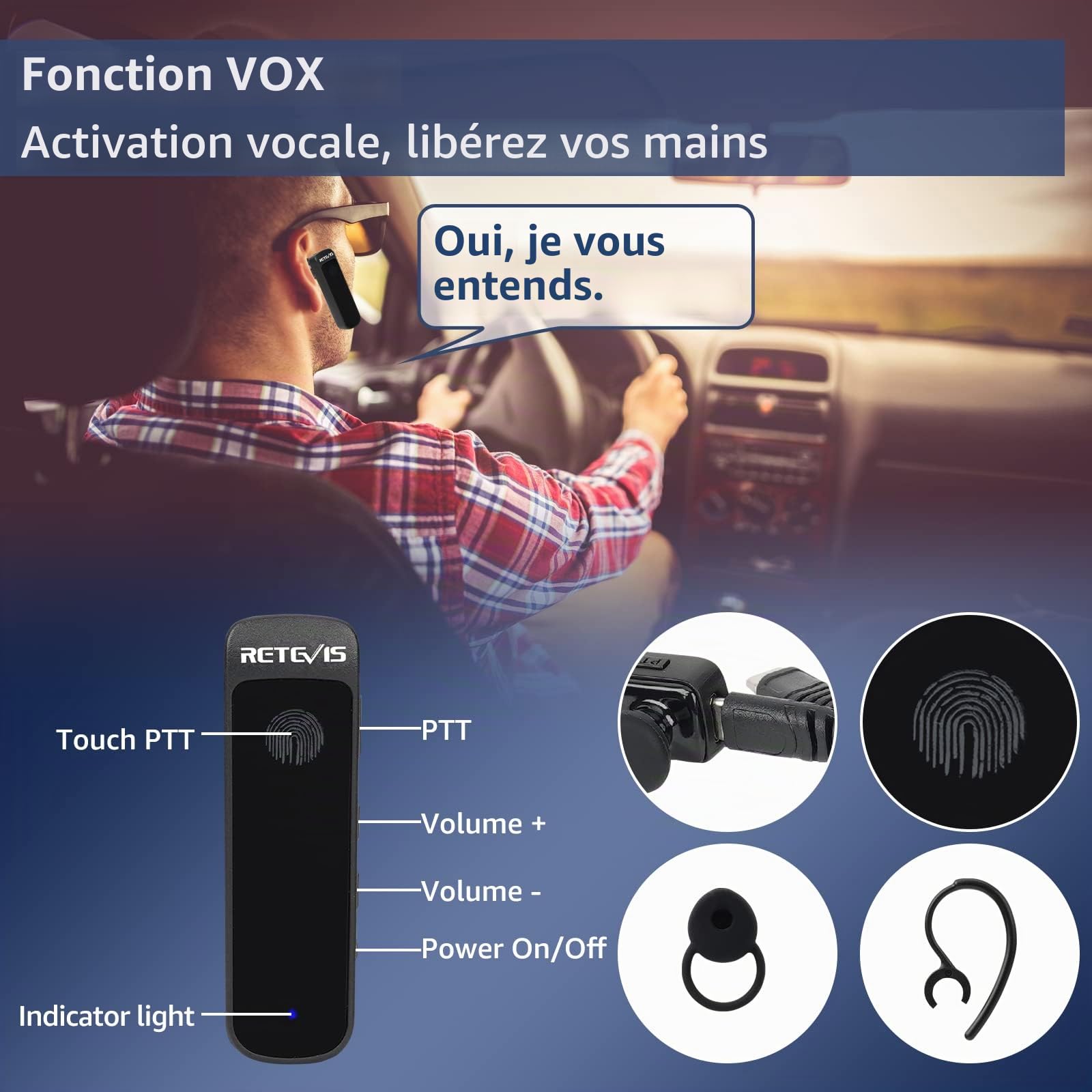Retevis RB637 Bluetooth Talkies Walkies, PMR446 Radio Bidirectionnelle