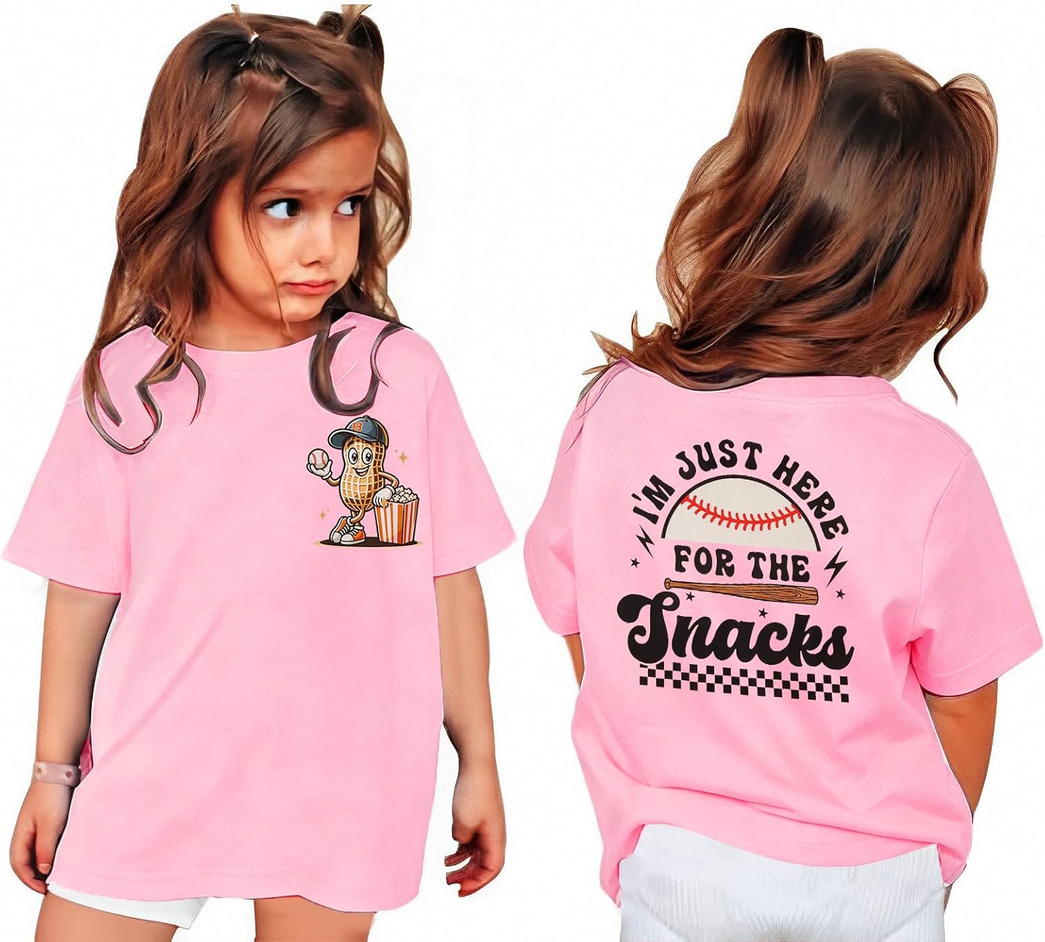 CM C&M WODRO Toddler Boy Girl Baseball Shirt I'm Just Here for The Snacks T-Shirt Kids Game Day Outfit Short Sleeve Tee Tops