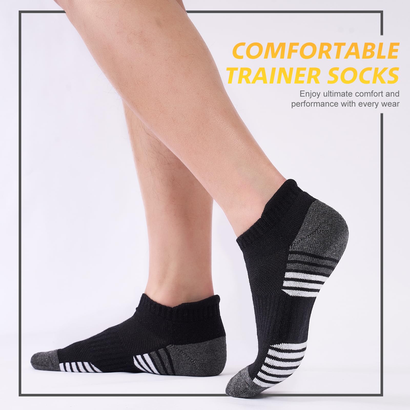Running Socks Cushioned Ankle Trainer Socks for Men Women Cotton Low Cut Breathable Athletic Sports Socks (6/10 Pairs) — view 6