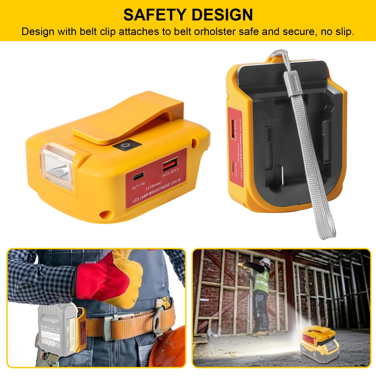 QUPERR - Power Source USB Batterij Adapter voor Dewalt 18V