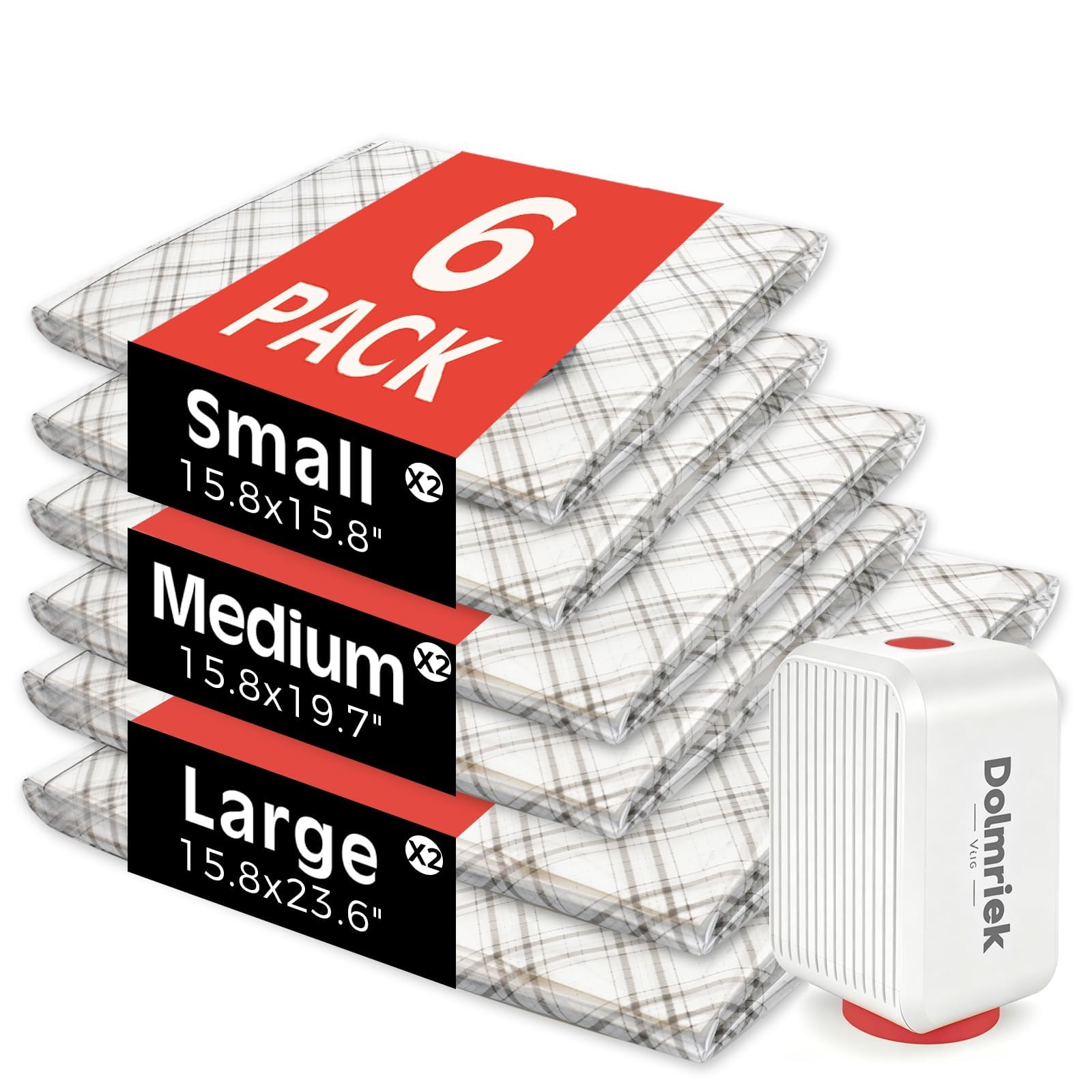 6-Pack Vacuum Seal Bags for Clothing Travel with Cordless Pump