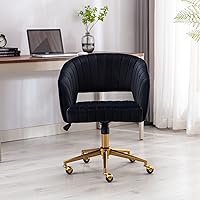Vista 8 de Silla de oficina para el hogar, silla giratoria de terciopelo para escritorio, sillón de acento tapizado, sillas modernas capitoneadas con base