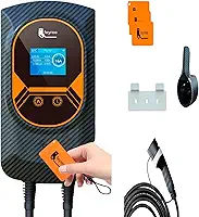 Carregador para Carro Elétrico Portátil, 7,6KW 8-10-13-16-25-32A 85-264V Type 2, Cabo de 5M,Carregador EV Tipo 2 para Carros Elétricos e Híbridos,Uso interno/externo (7.6KW-32A-Com Wi-Fi e aplicativo)