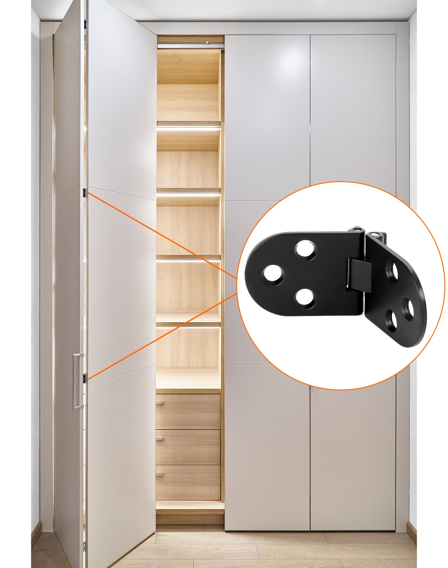 QWORK® Confezione da 4 Cerniere Mobili a 180 Gradi - Lega di Zinco Nero - per Tavolo Pieghevoli e Armadio