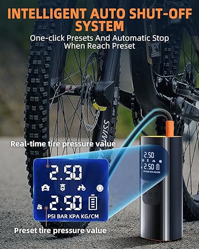 Miniatura 4 de Inflador de neumáticos, compresor de aire portátil, bomba de aire inalámbrica de 150 PSI para neumáticos de automóvil con función de apagado