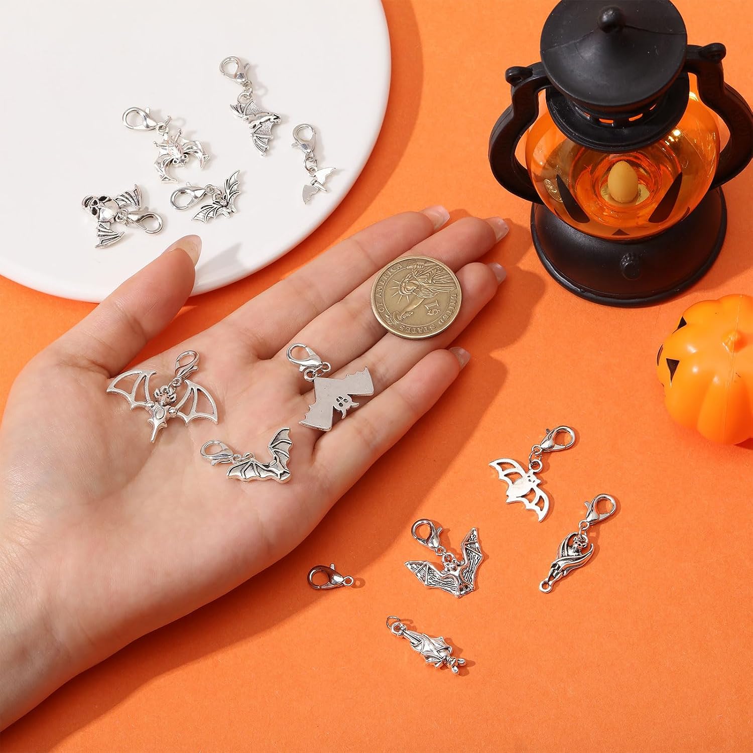 24Pcs Silver Bat Shoe Lace Charms Pendants Tibetan Shoelaces Accessories Decorations Halloween Lace Charm for Boot Sneaker Sandals Shoe Canvas for Necklace Bag Keychain Dress Making Crafts image 3
