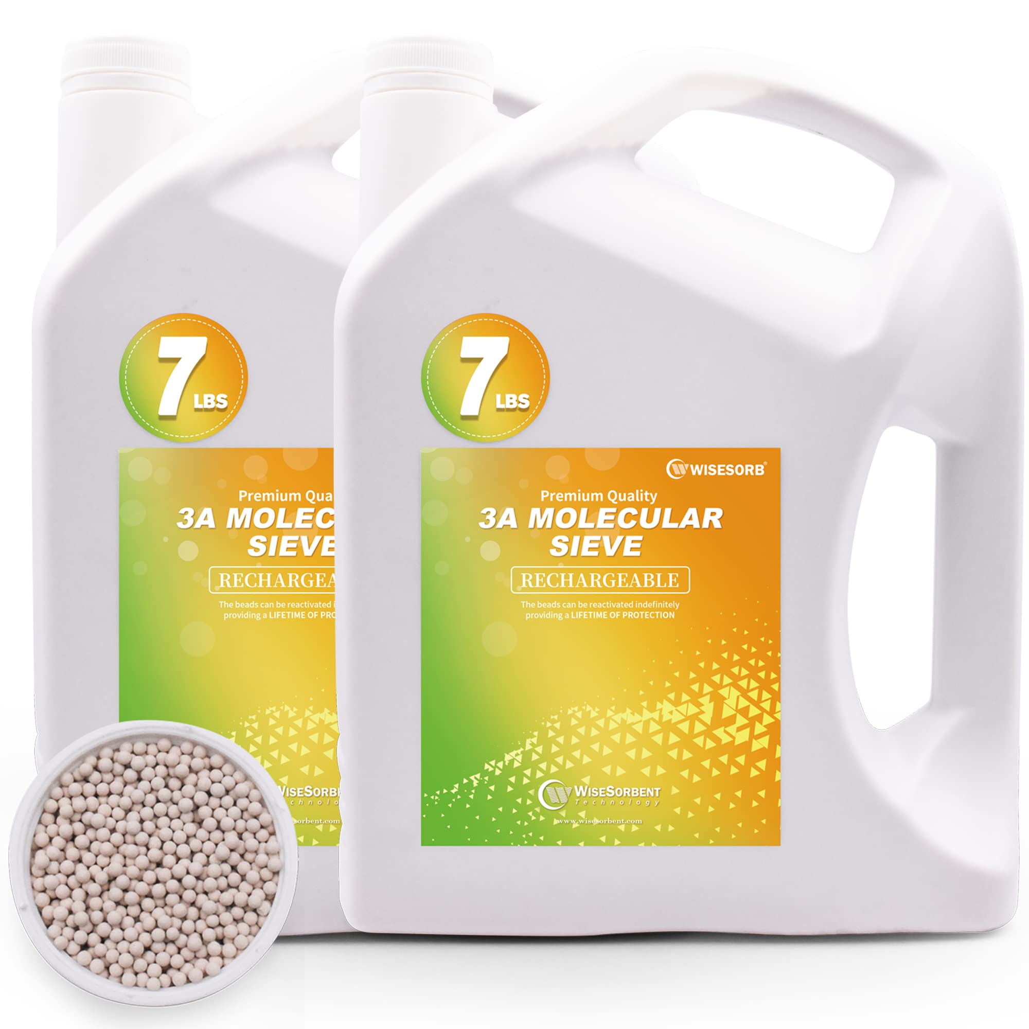 WiseSorb - 6,24 kg (2 x 3,12 kg) - Tamiz molecular 3 A - Bolas desecantes reutilizables con indicador, absorbente de humedad para armarios, almacenamiento, electrónica y herramientas