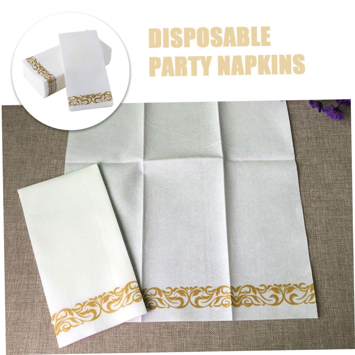 Tovaglioli Usa e Getta 50 Pezzi in Carta Bianca per Feste | Formato 40x30 Cm, Piega a 6 Strati, Stile Chic ed Elegante, per Banchetti e Intrattenimento Quotidiano
