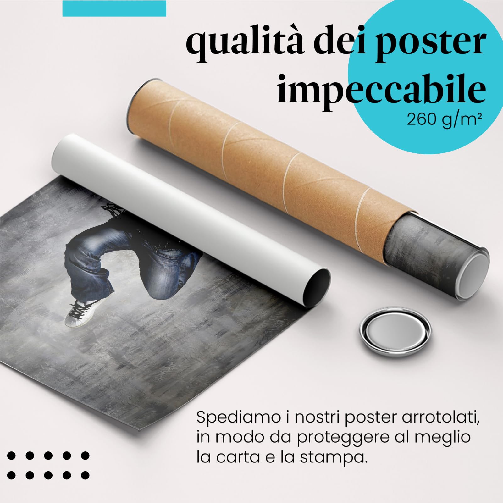 Postereck - 0420 - Hip hop, ballerino musica street dance uomo salto - Decorazione da Parete, Stampa Artistica, Idea Regalo, Stampa Fotografica - Tela - 100,0 cm x 75,0 cm