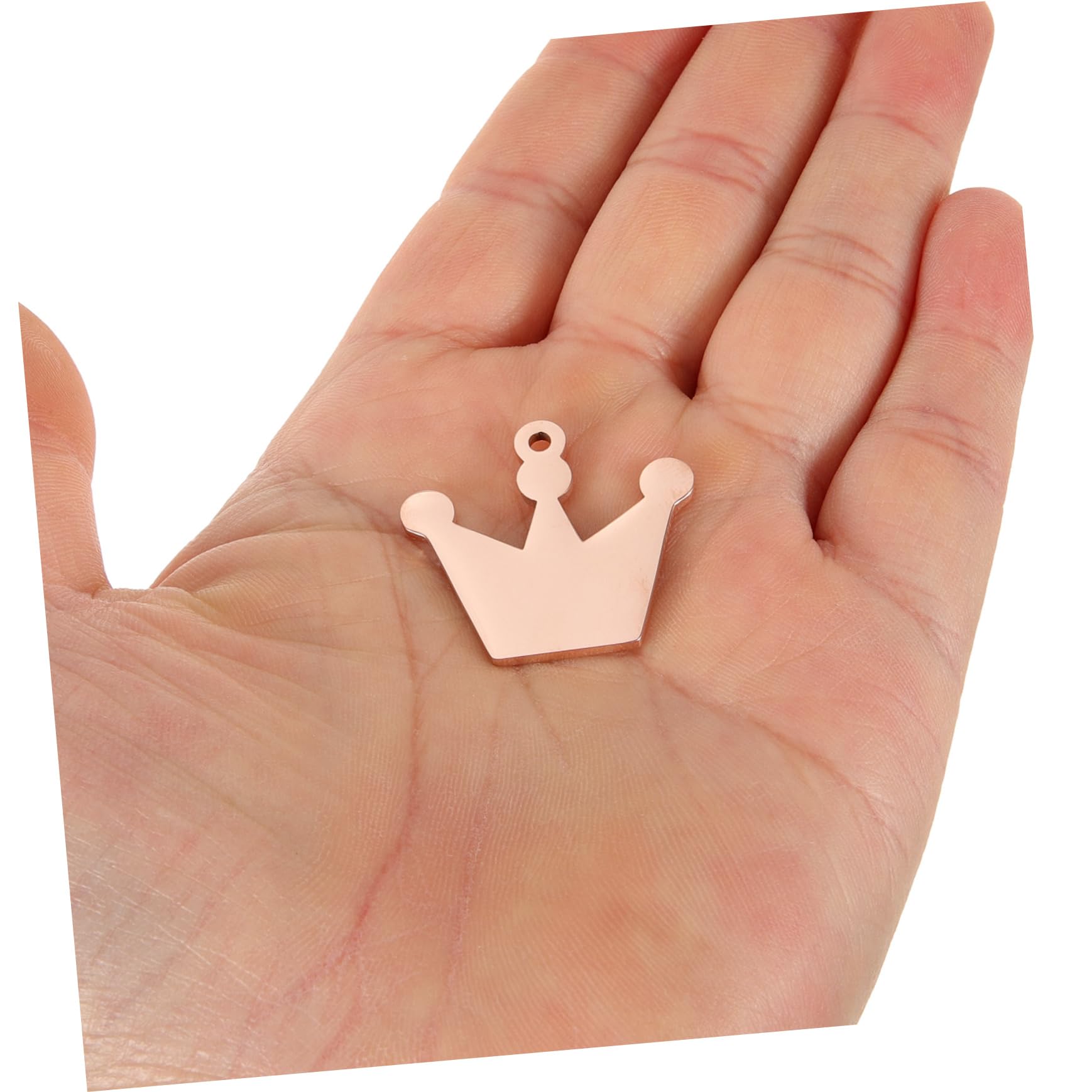 NUOBESTY Pendentif Couronne Ébauches D'étiquettes De Chien Étiquette De Nom De Collier De Chien Plaque D'identification Base De Bricolage Couronne Rose Gold Métal