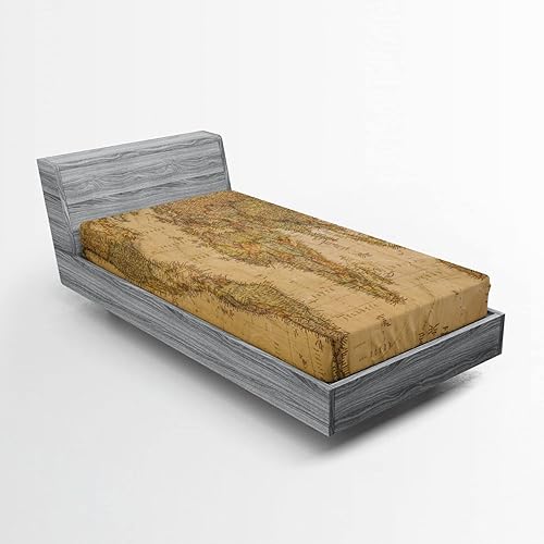 Miniatura 9 de Lunarable Sábana bajera étnica, ilustración ornamental bohemia, folclore de Oriente Medio, motivos de flores, funda de cama con bolsillo profundo