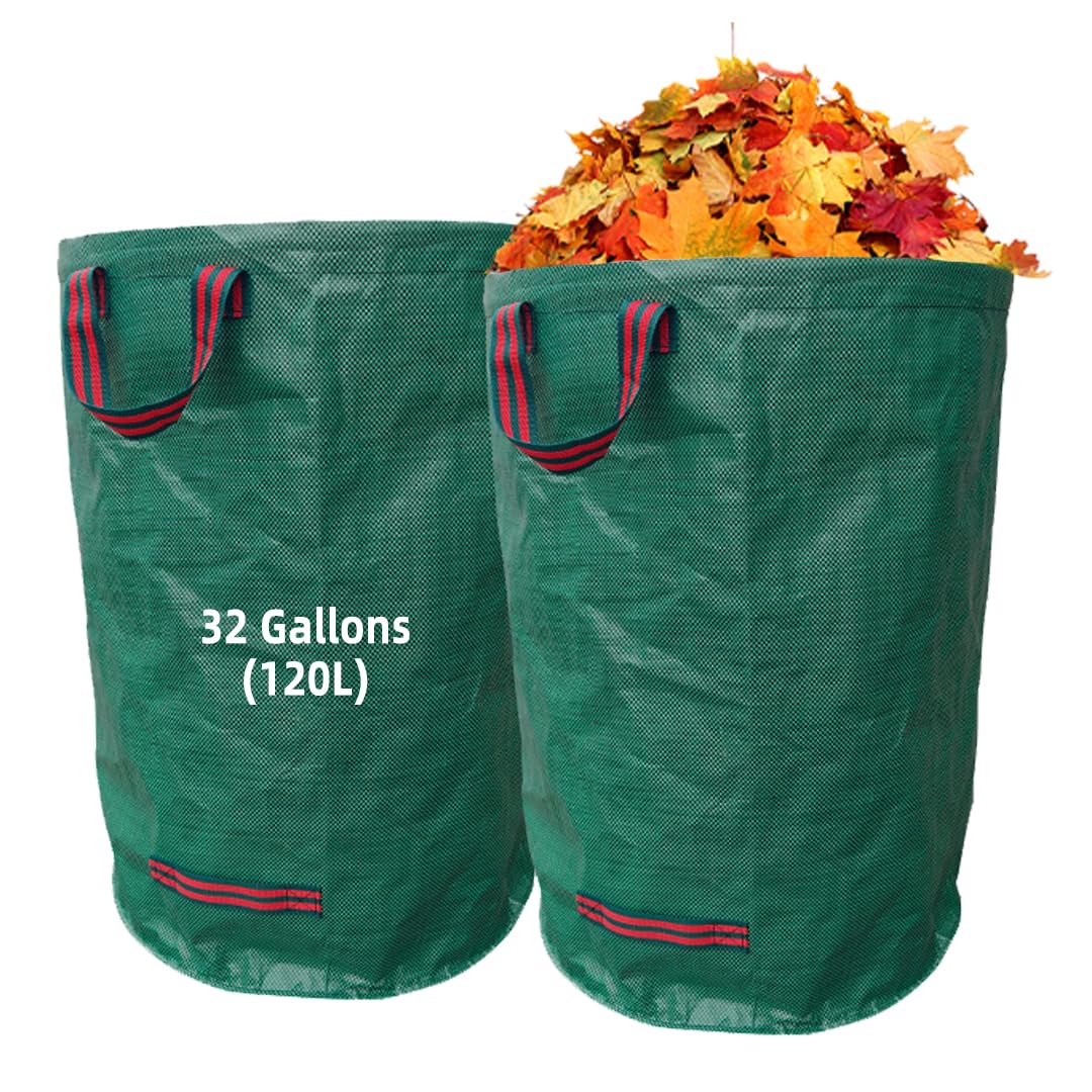 Gartenabfallsack 2x 120L Gartensack Laubsack, Gartensäcke Grünabfall Stabil Wasserdicht Robust Faltbar Wiederverwendbar, Behälter für Gartenabfälle,Grassack mit Griffe,Garten Laubsammelsäcke