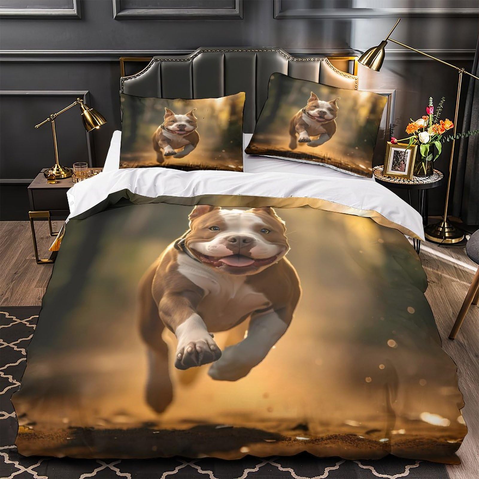 Housse de couette imprimé 3D microfibre douce avec zip 135x200